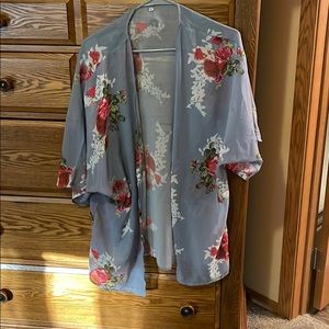 Floral print kimono